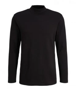 TOM TAILOR Denim T-Shirt Halbarm Mockneck Longsleeve, Black