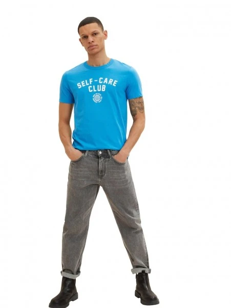 TOM TAILOR Denim T-Shirt Halbarm Printed T-shirt, Sublime Teal Blue 2 TOM TAILOR Denim T-Shirt Halbarm Printed T-shirt, Sublime Teal Blue – Bild 2