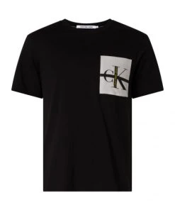 Calvin Klein T-Shirt Halbarm STRIPE CK COLORBLOCK POCKET TEE, BLACK