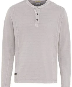 Camel Active T-Shirt Halbarm Henley 1/1 Arm, Stone Gray