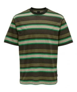 Only & Sons T-Shirt Halbarm ONSFRED RLX PRINTED STRIPE SS 3128, Rosin