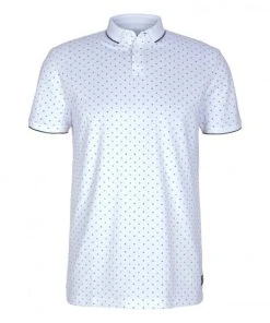 TOM TAILOR Denim Polo Halbarm Alloverprinted Polo, White Regular Dot Print