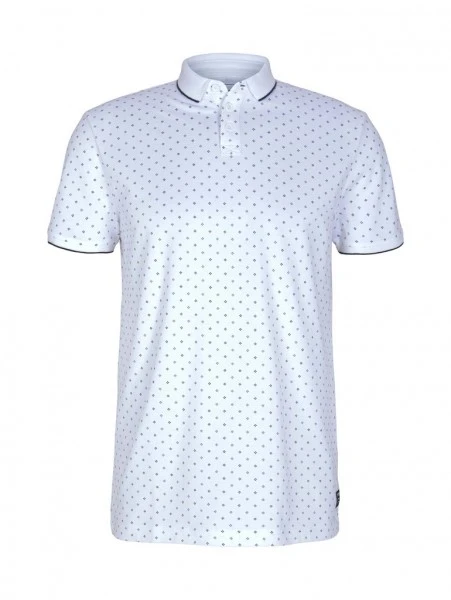 TOM TAILOR Denim Polo Halbarm Alloverprinted Polo, White Regular Dot Print 1 TOM TAILOR Denim Polo Halbarm Alloverprinted Polo, White Regular Dot Print
