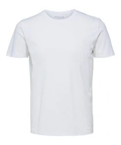 Selected T-Shirt Halbarm SLHAEL SS O-NECK TEE B NOOS, Bright White