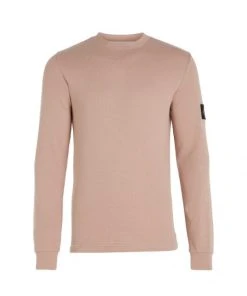Calvin Klein T-Shirt Langarm MONOLOGO BADGE WAFFLE LS TEE, PINK