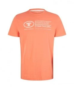 Tom Tailor T-Shirt Halbarm Printed Crewneck T-shirt, Soft Peach Orange