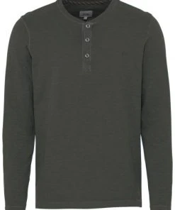 Camel Active T-Shirt Halbarm Henley Longsleeve, Leaf Green