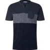Tom Tailor T-Shirt Halbarm Serafino T-shirt With Insert, Sky Captain Blue White Melange