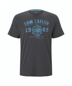 Tom Tailor T-Shirt Halbarm Logo Tee, Tarmac Grey