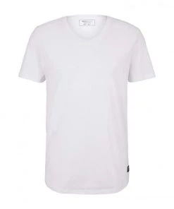TOM TAILOR Denim T-Shirt Halbarm V-neck T-shirt, White