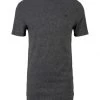 TOM TAILOR Denim T-Shirt Halbarm Structured T-shirt, Black Non-Solid
