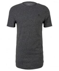 TOM TAILOR Denim T-Shirt Halbarm Structured T-shirt, Black Non-Solid
