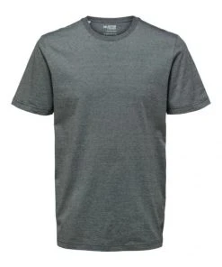 Selected T-Shirt Halbarm SLHNORMAN MINI STRIPE SS TEE W NOOS, Black/Light Grey