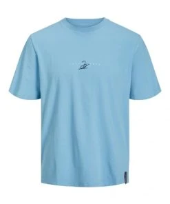 Jack & Jones T-Shirt Halbarm JORJOSHUA EMB TEE SS CREW NECK, Dusk Blue