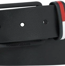 Tommy Jeans Gürtel TJM ELEVATED FLAG LEATHER 3.5, BLACK