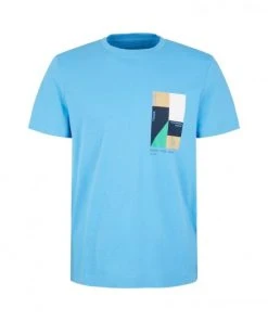 TOM TAILOR Denim T-Shirt Halbarm Printed T-shirt, Rainy Sky Blue