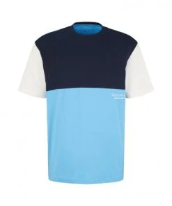 TOM TAILOR Denim T-Shirt Halbarm Relaxed Colorblock T-shirt, Rainy Sky Blue