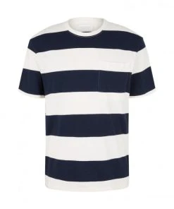 TOM TAILOR Denim T-Shirt Halbarm Relaxed Striped T-shirt, Navy Large Stripe