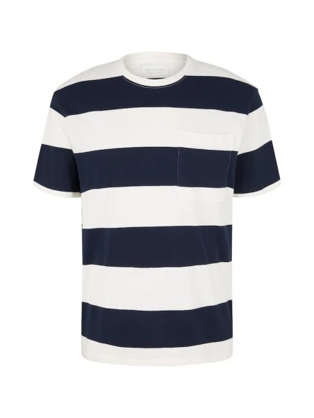 TOM TAILOR Denim T-Shirt Halbarm Relaxed Striped T-shirt, Navy Large Stripe 1 TOM TAILOR Denim T-Shirt Halbarm Relaxed Striped T-shirt, Navy Large Stripe