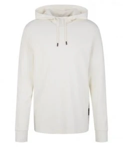 TOM TAILOR Denim T-Shirt Halbarm Structured Hoodie Longsleeve, Wool White