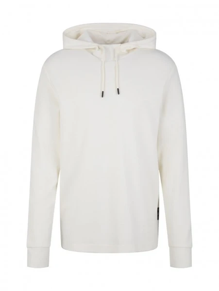 TOM TAILOR Denim T-Shirt Halbarm Structured Hoodie Longsleeve, Wool White 1 TOM TAILOR Denim T-Shirt Halbarm Structured Hoodie Longsleeve, Wool White