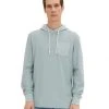 Tom Tailor T-Shirt Langarm Structured T-shirt Hoodie, Light Ice Blue