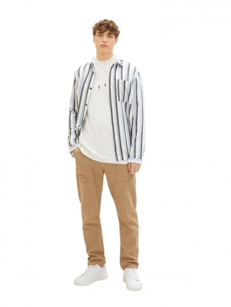 TOM TAILOR Denim T-Shirt Halbarm Structured Hoodie Longsleeve, Wool White 3 TOM TAILOR Denim T-Shirt Halbarm Structured Hoodie Longsleeve, Wool White – Bild 3