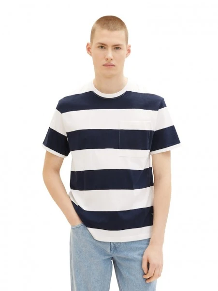 TOM TAILOR Denim T-Shirt Halbarm Relaxed Striped T-shirt, Navy Large Stripe 5 TOM TAILOR Denim T-Shirt Halbarm Relaxed Striped T-shirt, Navy Large Stripe – Bild 5