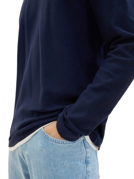 TOM TAILOR Denim T-Shirt Halbarm Structured Longsleeve, Sky Captain Blue 6 TOM TAILOR Denim T-Shirt Halbarm Structured Longsleeve, Sky Captain Blue – Bild 6