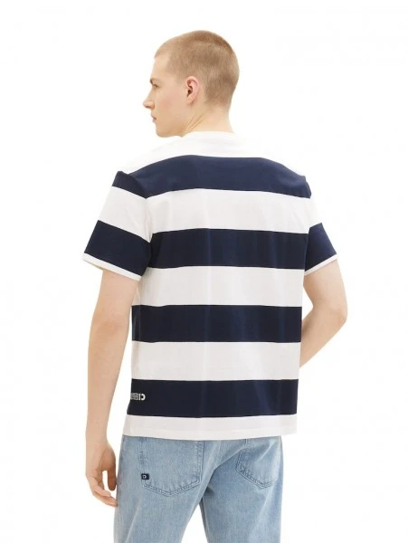 TOM TAILOR Denim T-Shirt Halbarm Relaxed Striped T-shirt, Navy Large Stripe 4 TOM TAILOR Denim T-Shirt Halbarm Relaxed Striped T-shirt, Navy Large Stripe – Bild 4