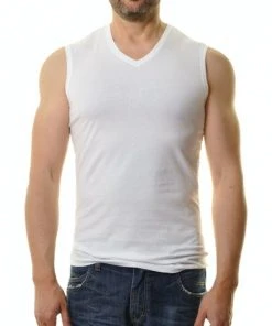 RAGMAN Tank-Top Bodywear V-Neck, WEISS