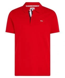 Tommy Jeans Polo Halbarm TJM SLIM PLACKET POLO, RED