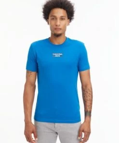 Calvin Klein T-Shirt Halbarm TRANSPARENT STRIPE LOGO TEE, BLUE