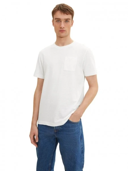 Tom Tailor T-Shirt Halbarm Basic T-shirt, Off White 2 Tom Tailor T-Shirt Halbarm Basic T-shirt, Off White – Bild 2