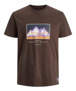 Jack & Jones T-Shirt Halbarm JORWOODLANDGRAPHIC TEE SS CREW NECK, Seal Brown